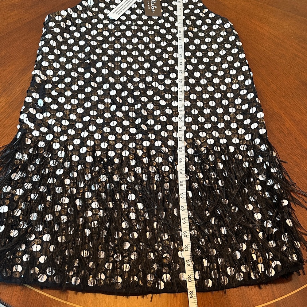 ElegantPolka Dot Sequin Mini Dress with Feather Hem – Party Cocktail - Picture 10 of 12
